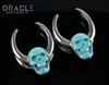 1-1/4" (32mm) White Brass Saddles with Turquoise Carved Skulls
