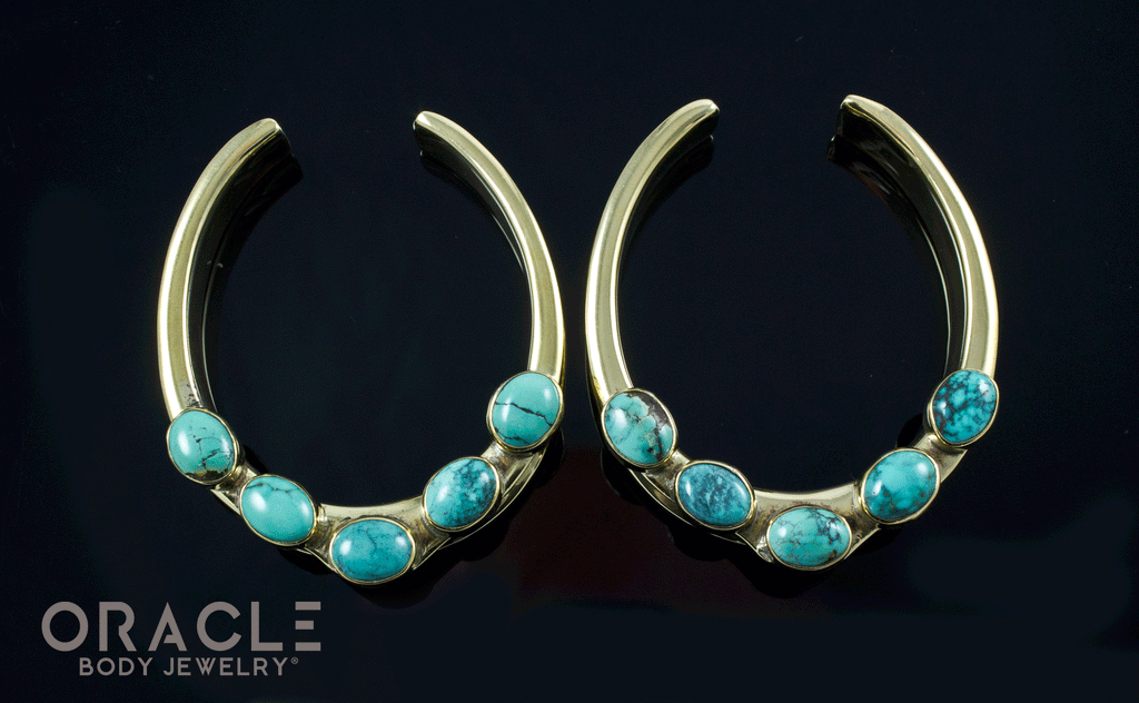1-3/4" (44mm) Brass Saddles with Natural Turquoise