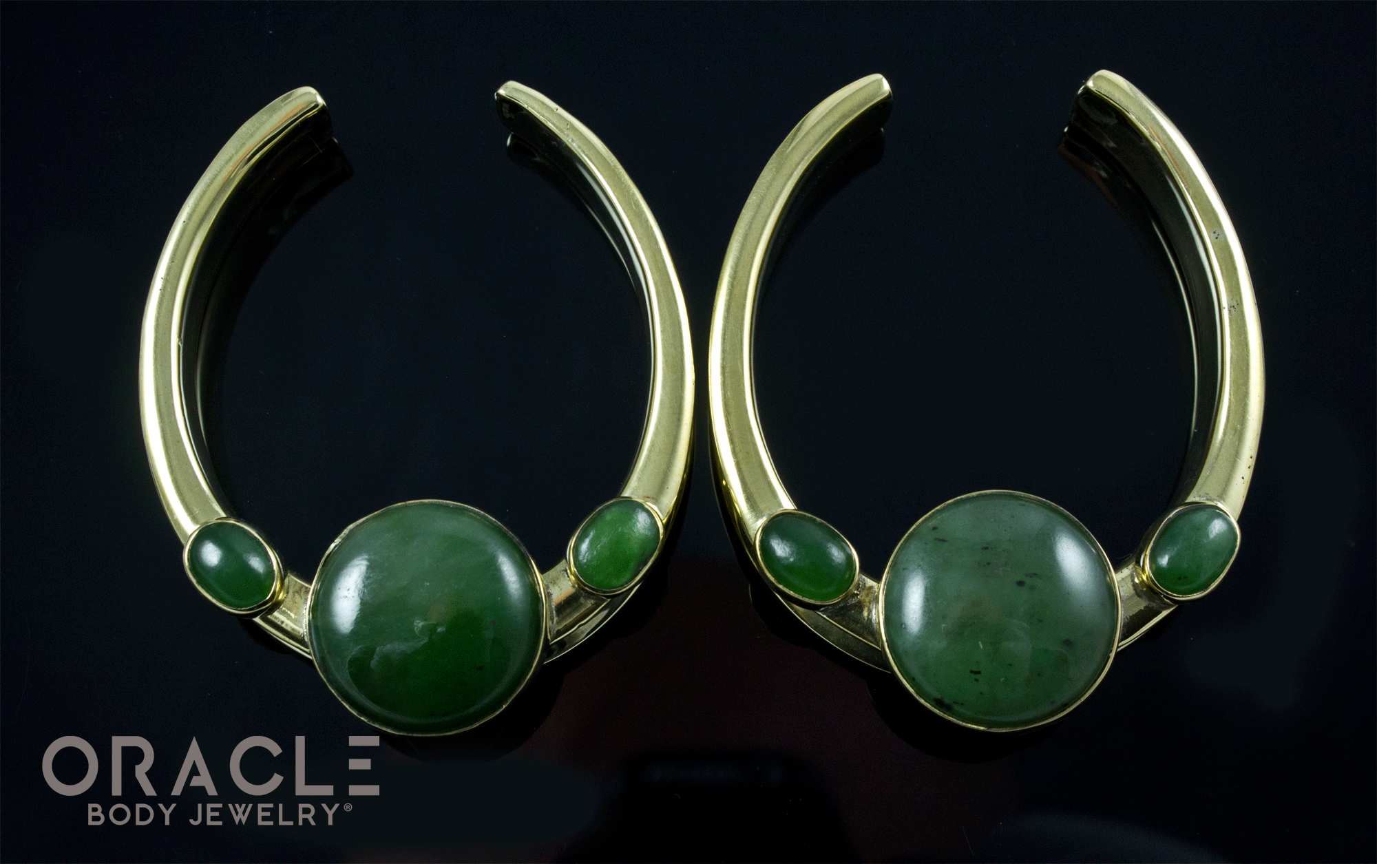 1-3/4" (44mm) Brass Saddles with Nephrite Jade