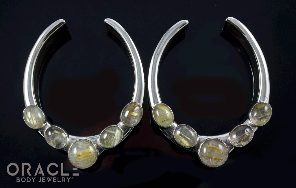 1-3/4" (44mm) White Brass Saddles with Rutilated Quartz