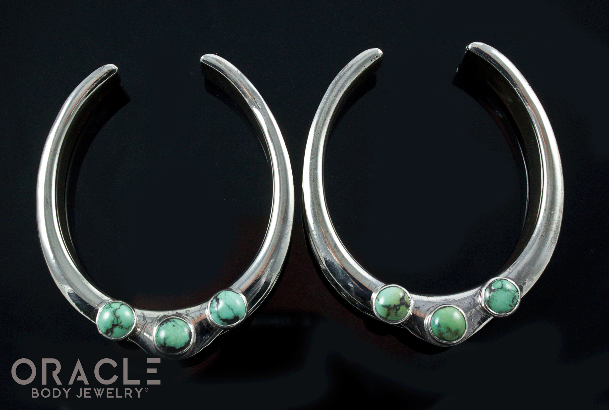 1-3/4" (44mm) White Brass Saddles with Natural Turquoise