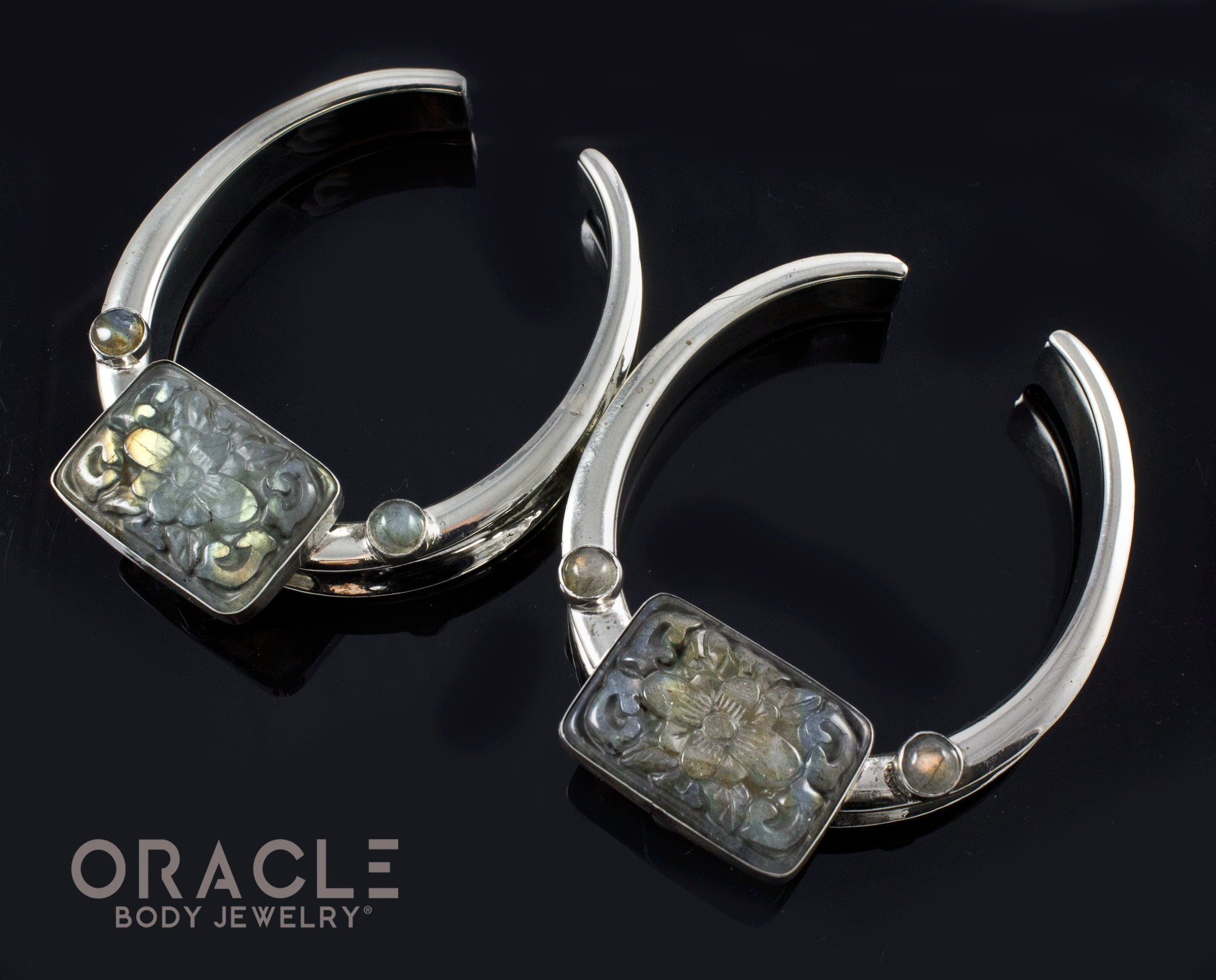 2" (51mm) White Brass Saddles with Carved Labradorite and Accents