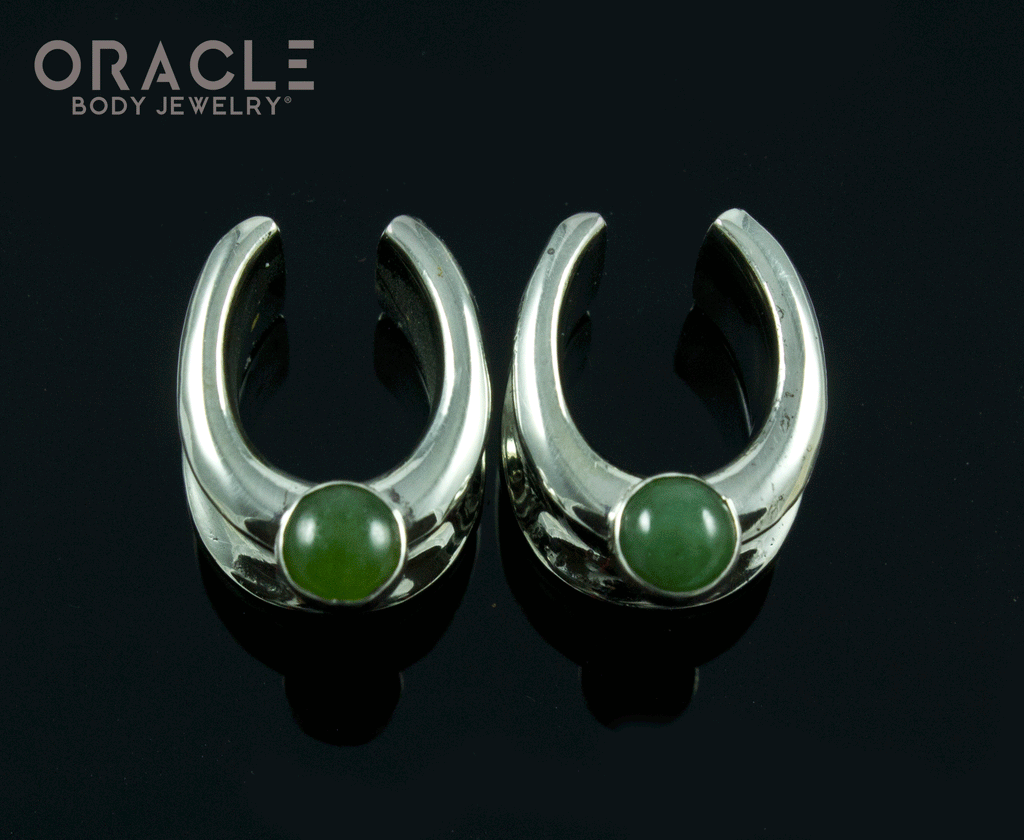 1/2" (12.5mm) White Brass Saddles with Nephrite Jade