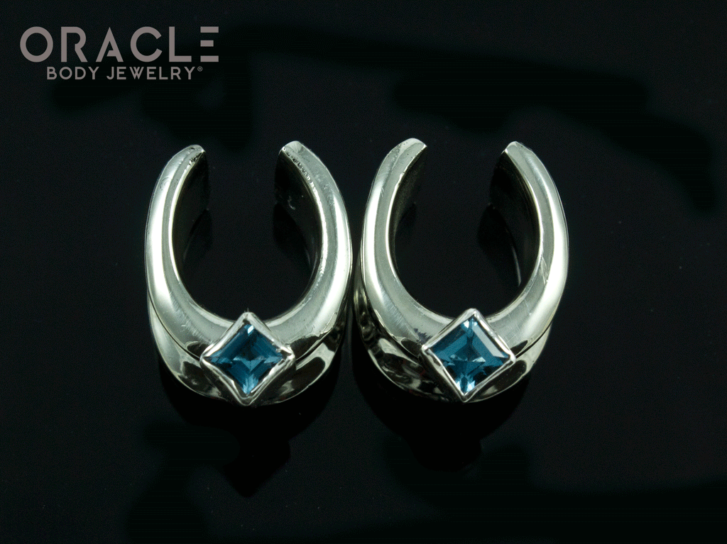 1/2" (12.5mm) White Brass Saddles with London Blue Topaz