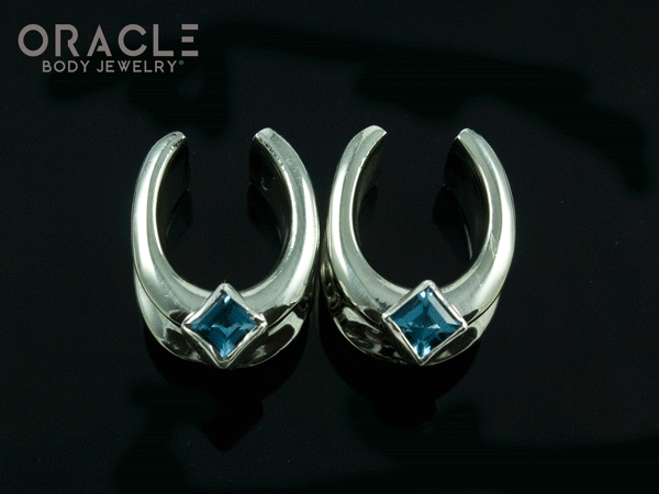 1/2" (12.5mm) White Brass Saddles with London Blue Topaz