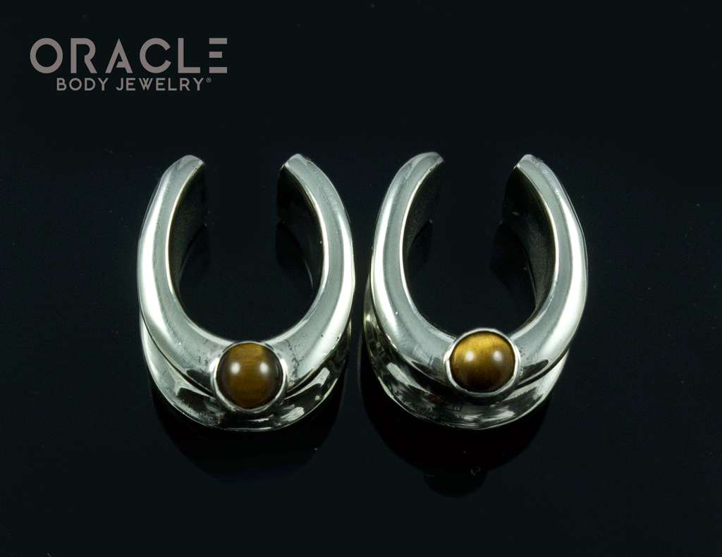 1/2" (12.5mm) White Brass Saddles with Yellow Tiger Eye