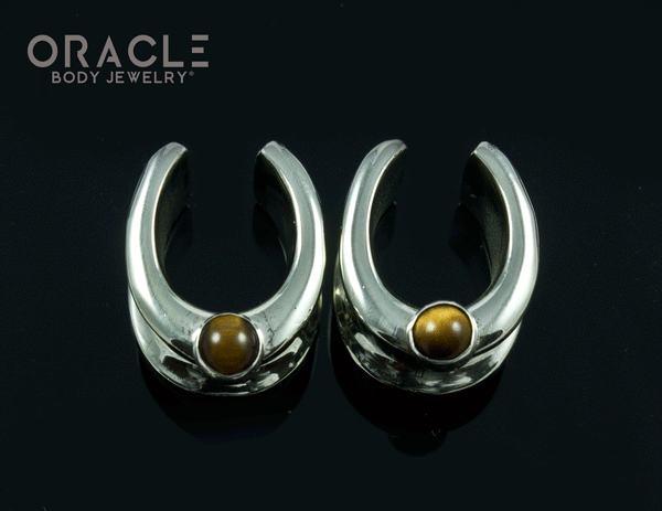 1/2" (12.5mm) White Brass Saddles with Yellow Tiger Eye