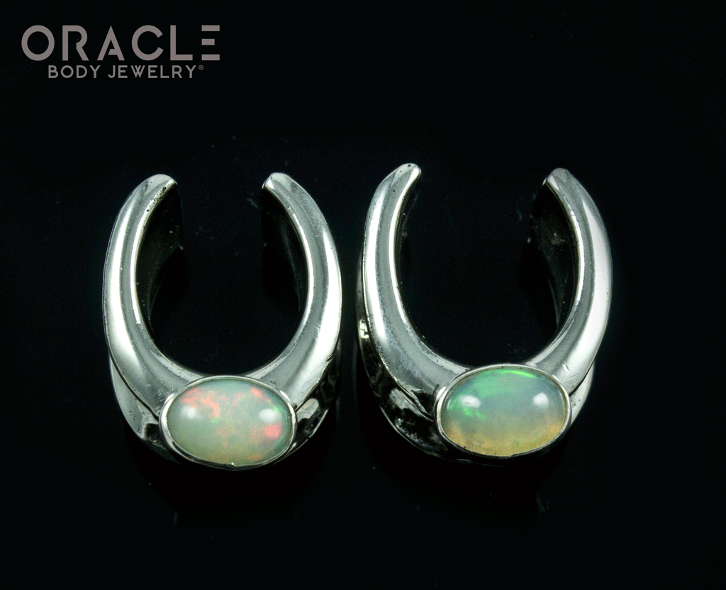 1/2" (12.5mm) White Brass Saddles with Ethiopian Opals
