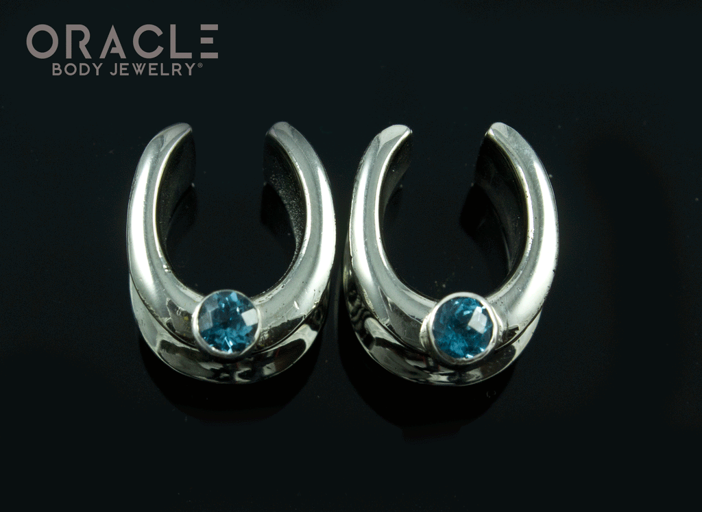 1/2" (12.5mm) White Brass Saddles with London Blue Topaz