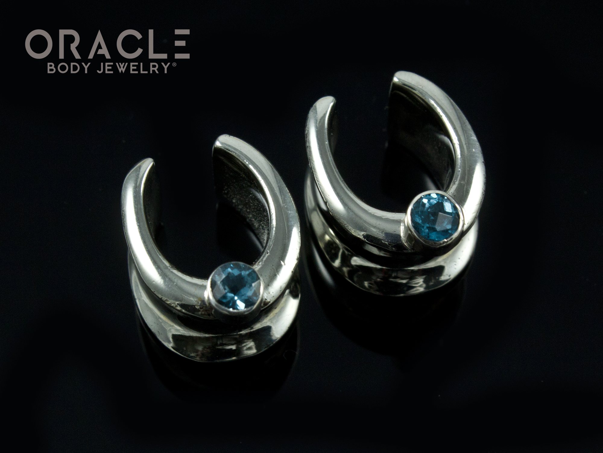 1/2" (12.5mm) White Brass Saddles with London Blue Topaz