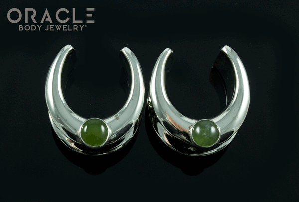 5/8" (16mm) White Brass Saddles with Nephrite Jade