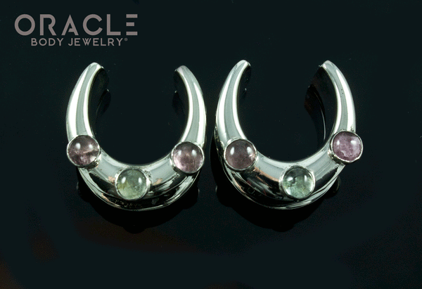 5/8" (16mm) White Brass Saddles with Multi Color Tourmalines