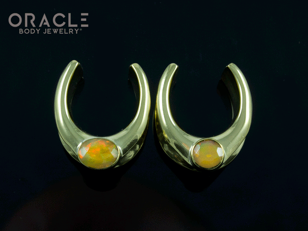 3/4" (19mm) Brass Saddles with Faceted Ethiopian Opals