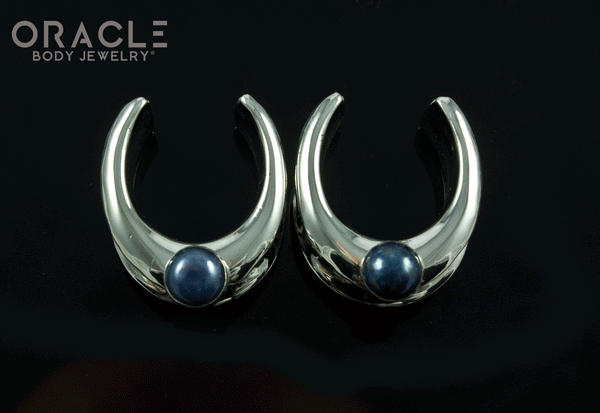 3/4" (19mm) White Brass Saddles with Black Pearls