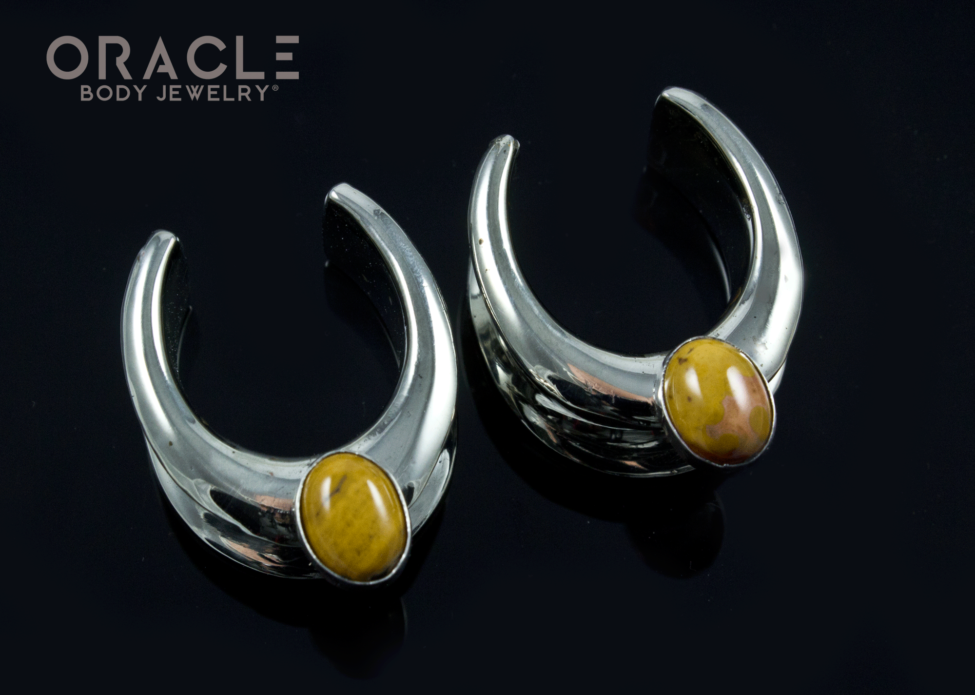 3/4" (19mm) White Brass Saddles with Crazy Lace Agate