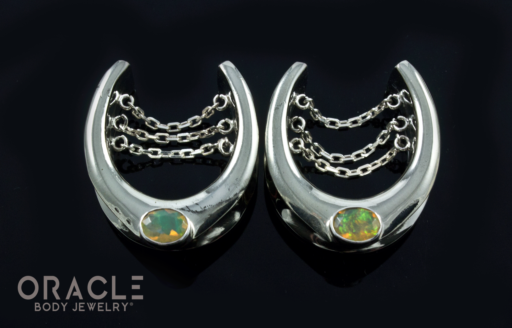 1" (25mm) White Brass Saddles with Faceted Ethiopian Opals