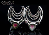 1" (25mm) White Brass Saddles with Chains and Watermelon and Multi Color Tourmaline