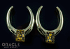 1-1/4" (32mm) Brass Saddles with Yellow Tiger Eye Carved Flowers