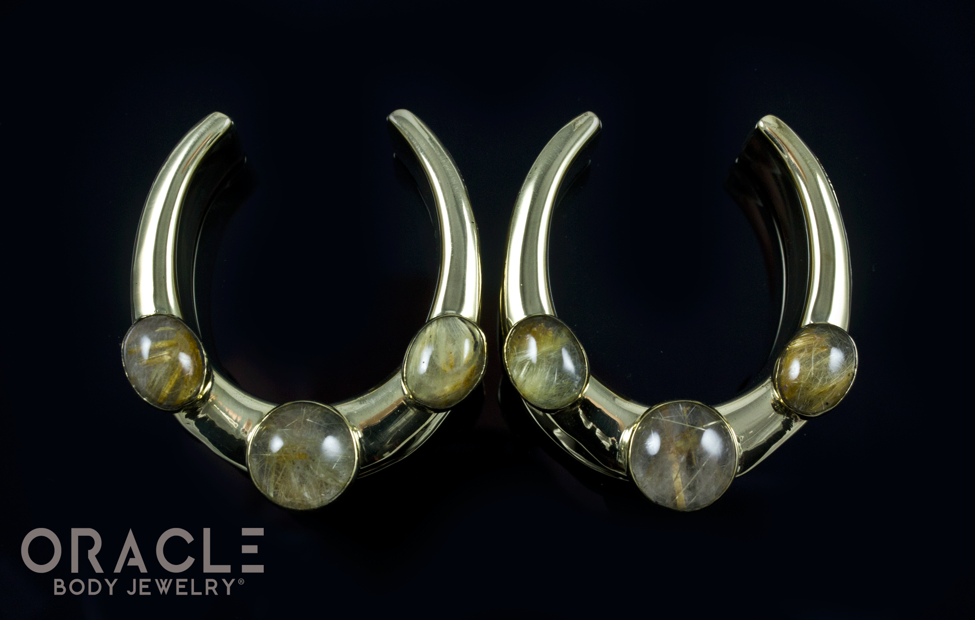 1-1/4" (32mm) Brass Saddles with Rutilated Quartz
