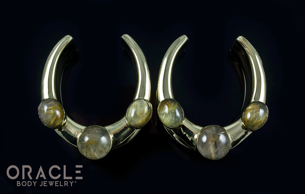 1-1/4" (32mm) Brass Saddles with Rutilated Quartz