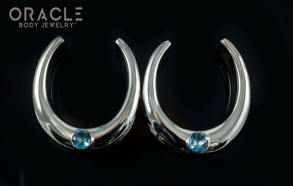 1-1/4" (32mm) White Brass Saddles with Swiss Topaz