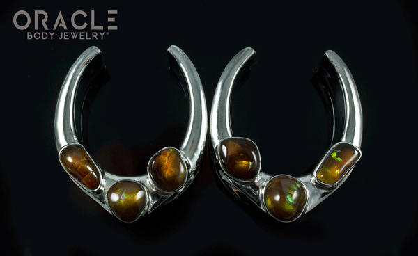 1-1/4" (32mm) White Brass Saddles with Fire Agate