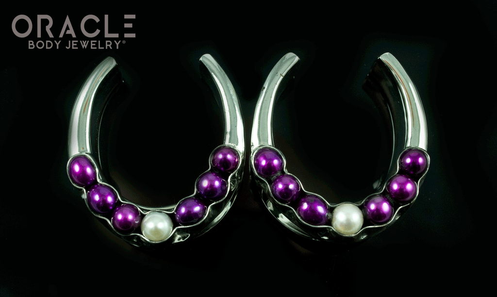 1-1/4" (32mm) White Brass Saddles with Purple and White Pearls