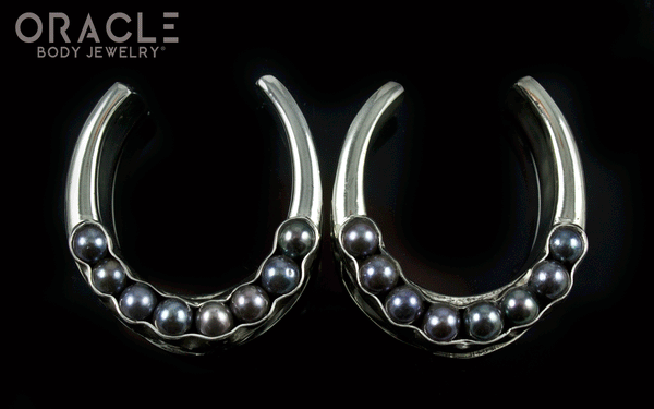 1-1/4" (32mm) White Brass Saddles with Black Pearls