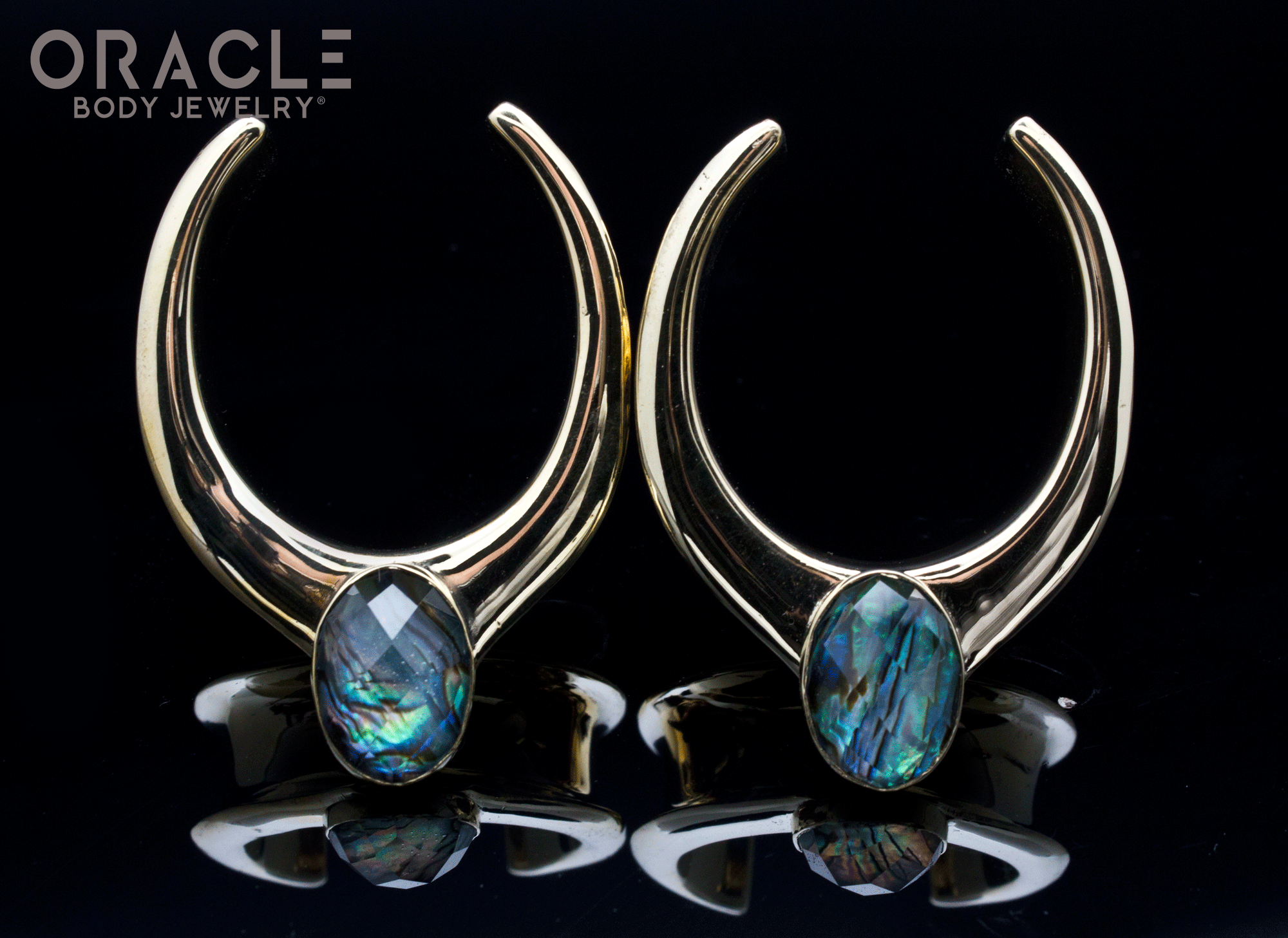 1-1/4" (32mm) Brass Saddles with Faceted Abalone