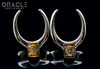 1-1/4" (32mm) Brass Saddles with Yellow Tiger Eye Carved Flowers