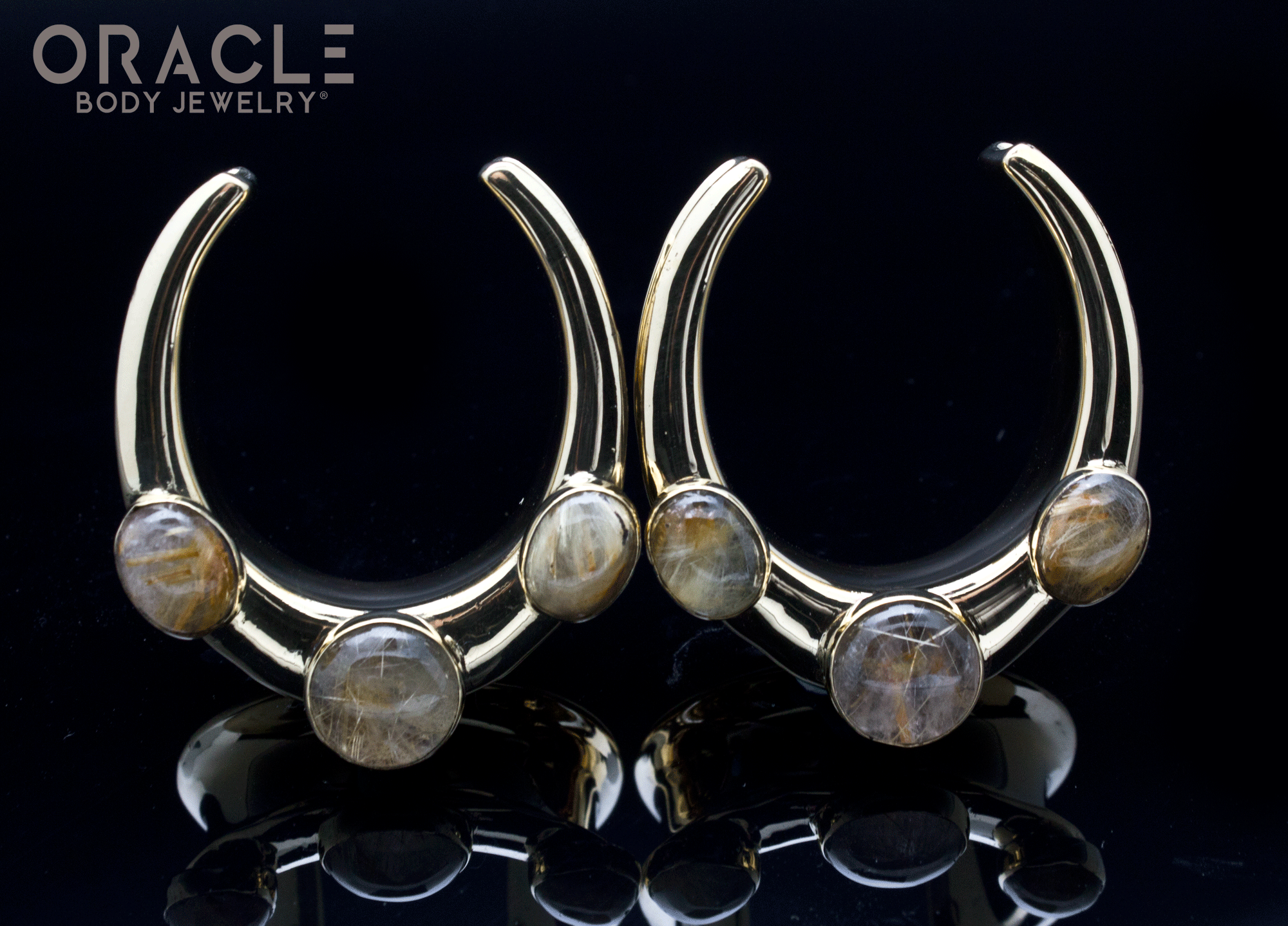 1-1/4" (32mm) Brass Saddles with Rutilated Quartz