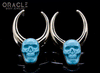 1-1/4" (32mm) Brass Saddles with Turquoise Carved Skulls