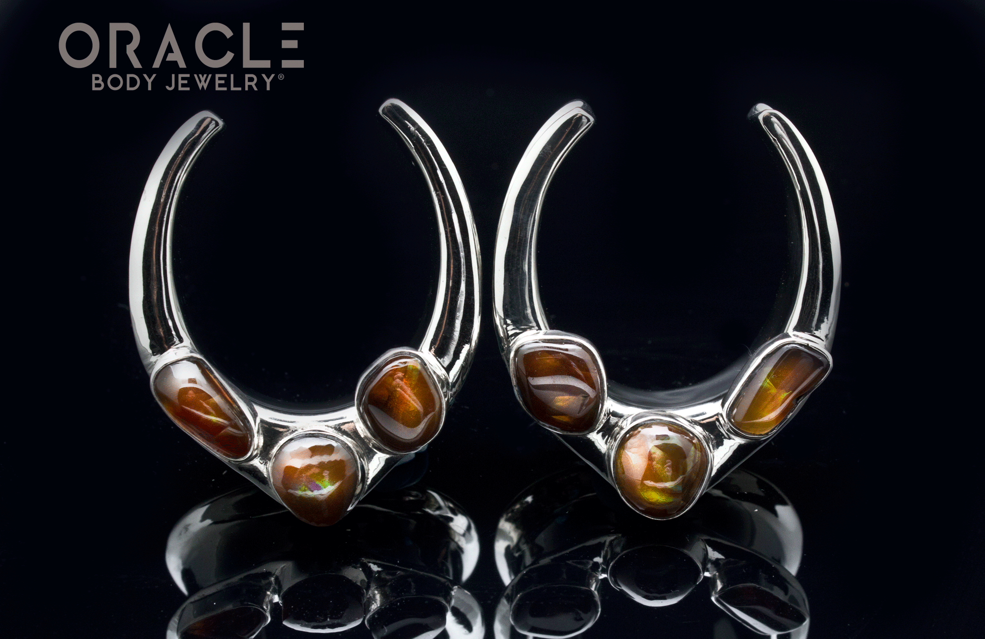 1-1/4" (32mm) White Brass Saddles with Fire Agate