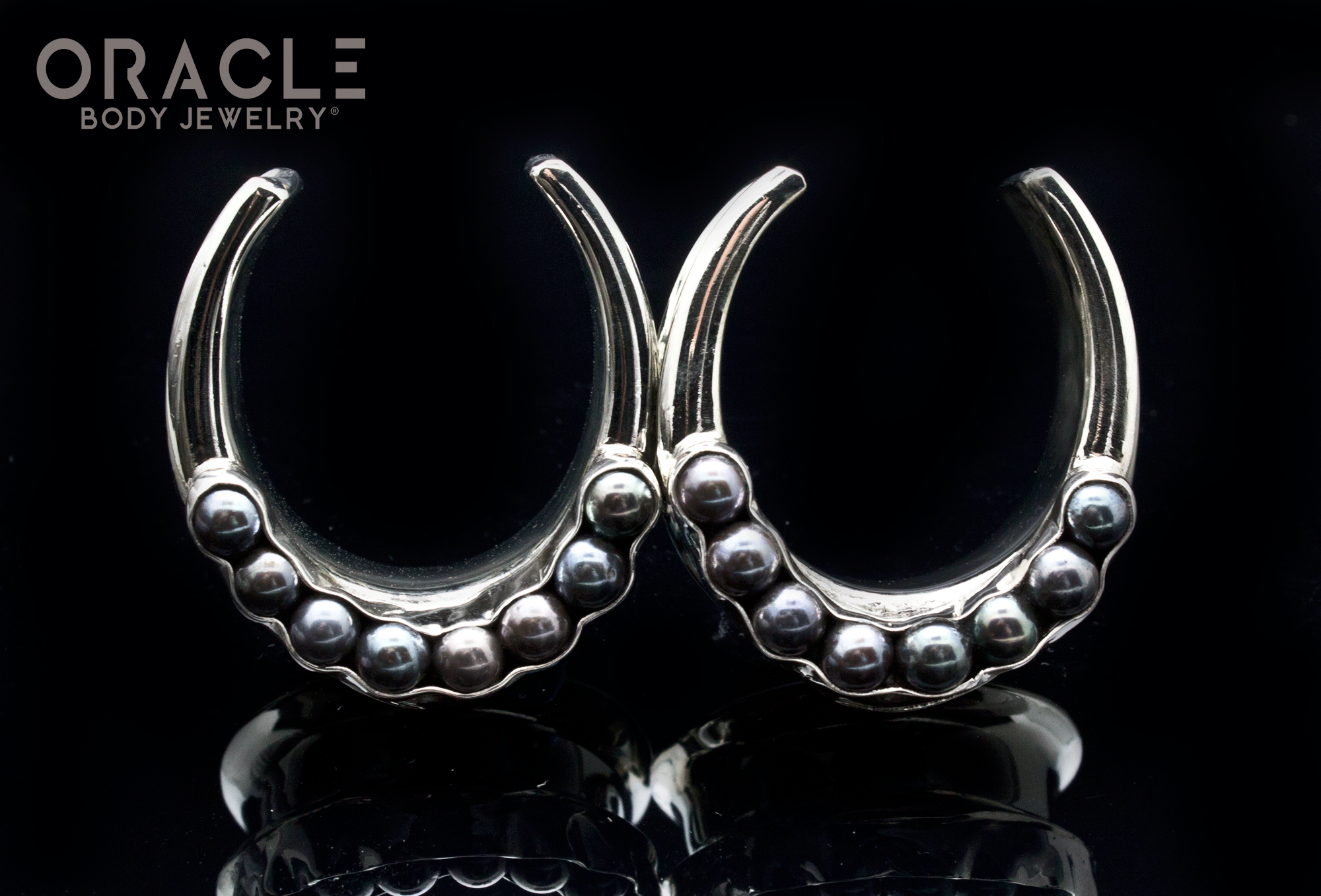 1-1/4" (32mm) White Brass Saddles with Black Pearls