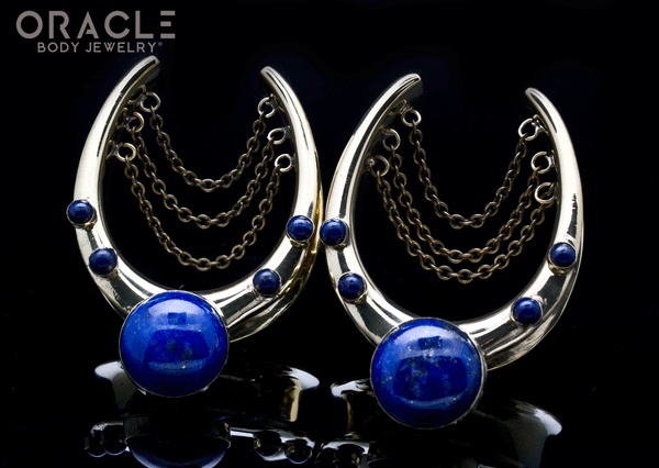 1-1/2" (38mm) Brass Saddles with Chains and Lapis