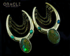 1-1/2" (38mm) Brass Saddles with Chains and Ammolites and Black Opals