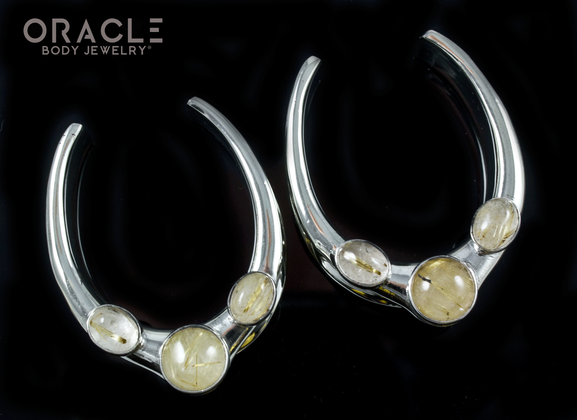 1-1/2" (38mm) White Brass Saddles with Rutilated Quartz