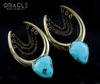 1-1/2" (38mm) Brass Saddles with Chains and Faceted Natural Turquoise