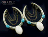 1-5/8" (41mm) Brass Saddles with Fossil Mammoth and Natural Turquoise