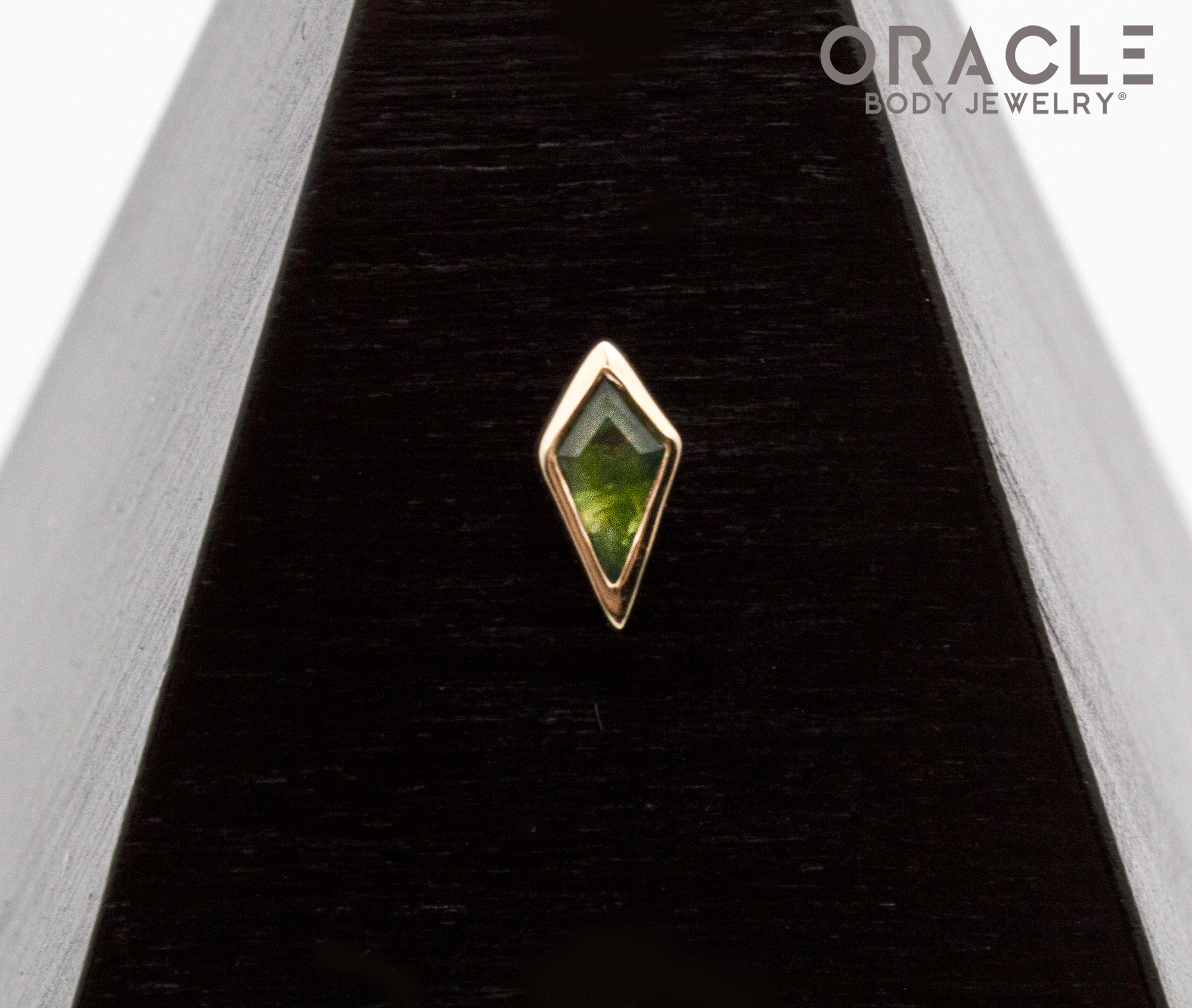 14k Yellow Gold Moss Agate Drift Threadless End