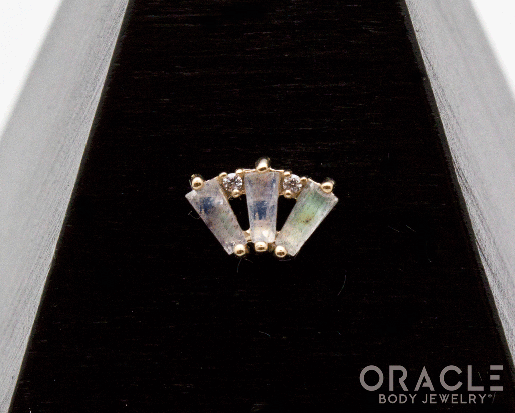 14k Yellow Gold Triple Crown Labradorite and CZ Threadless End