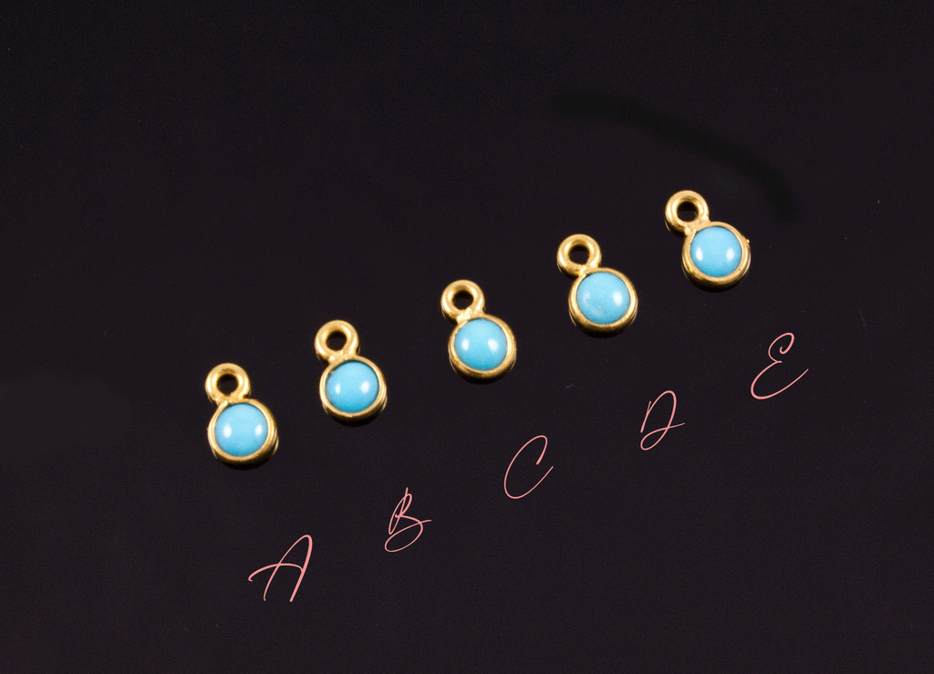 18k Yellow Gold Natural Turquoise Charms