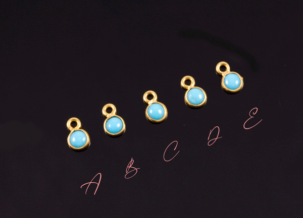 18k Yellow Gold Natural Turquoise Charms
