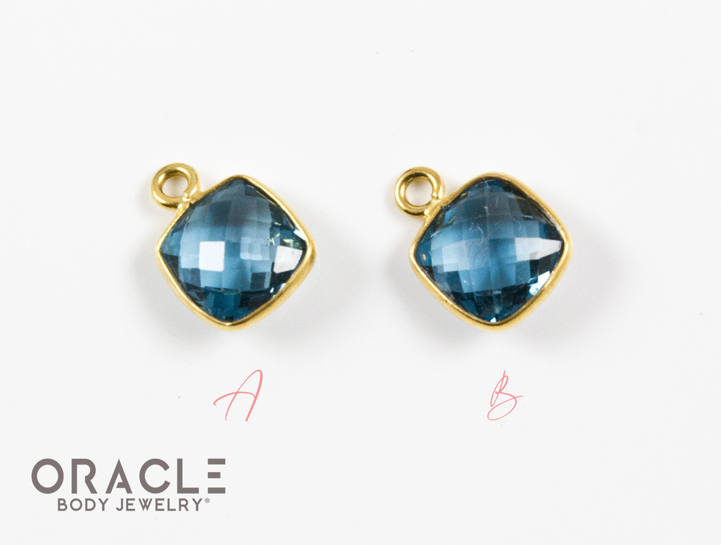 18k Yellow Gold Faceted London Blue Topaz Charms