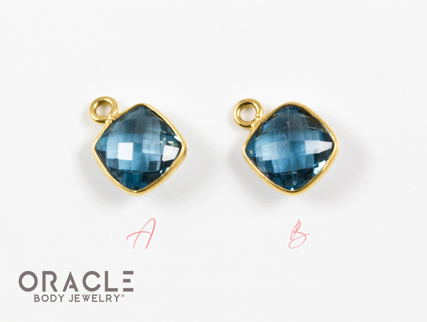 18k Yellow Gold Faceted London Blue Topaz Charms