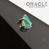 14k Yellow Gold Triple Crown Chrysoprase and Diamonds Threadless End