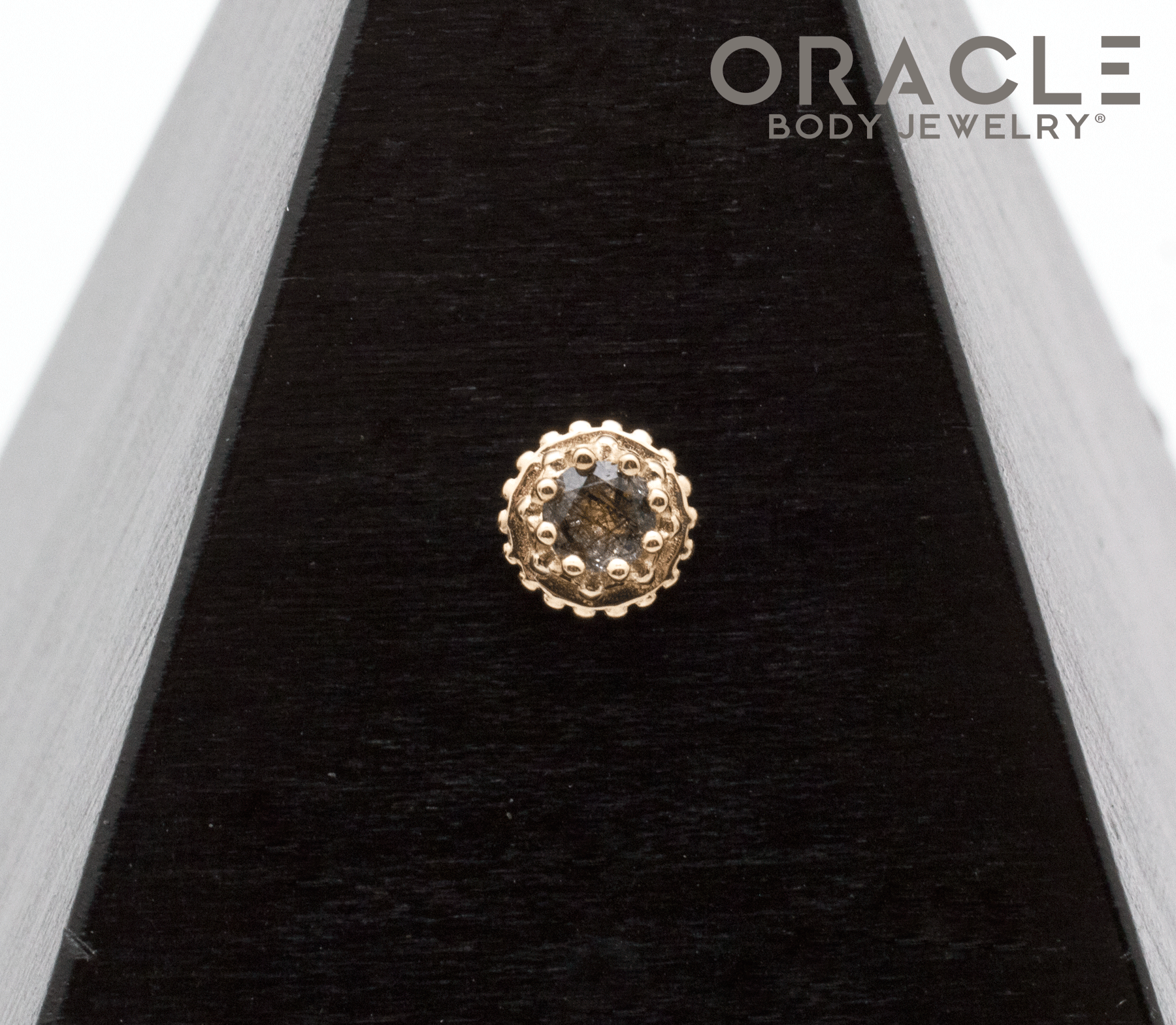 14k Yellow Gold Tourmalated Quartz Empress Threadless End