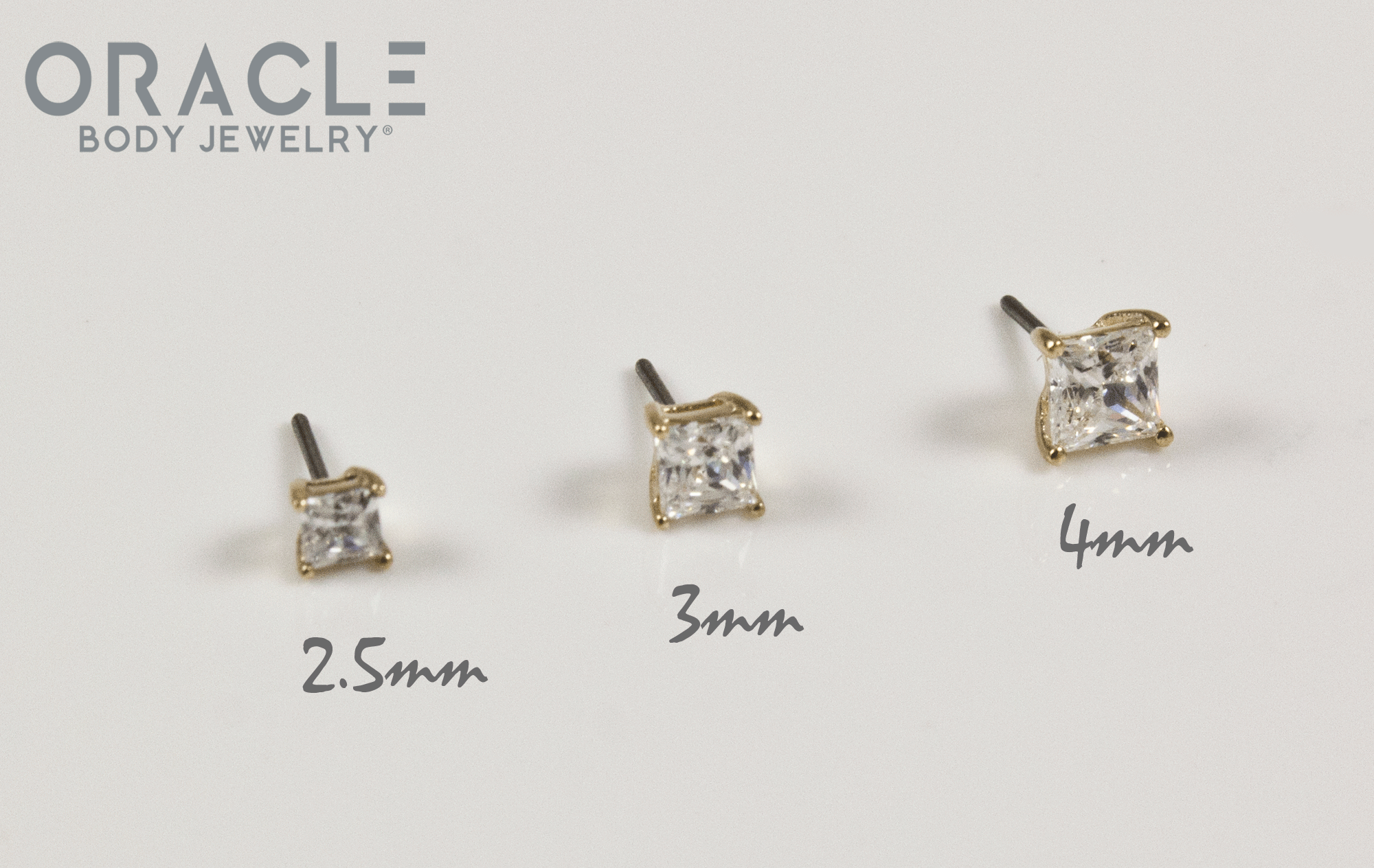 14k Yellow Gold Princess Cut Prong Set CZ Threadless Ends
