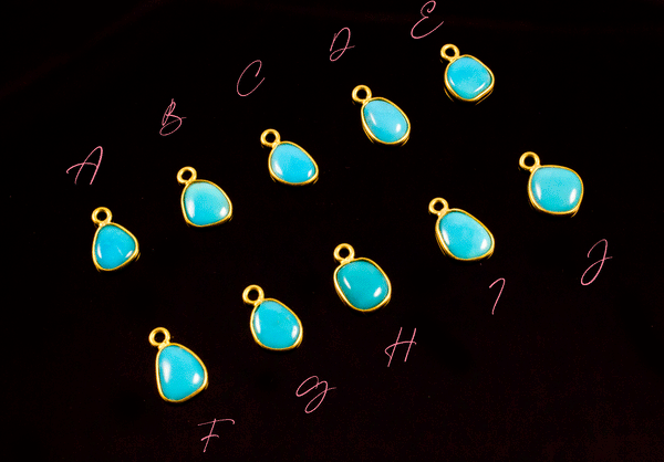 18k Yellow Gold Natural Turquoise Charms
