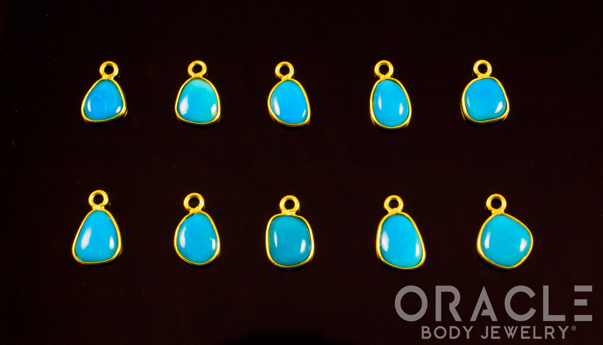 18k Yellow Gold Natural Turquoise Charms